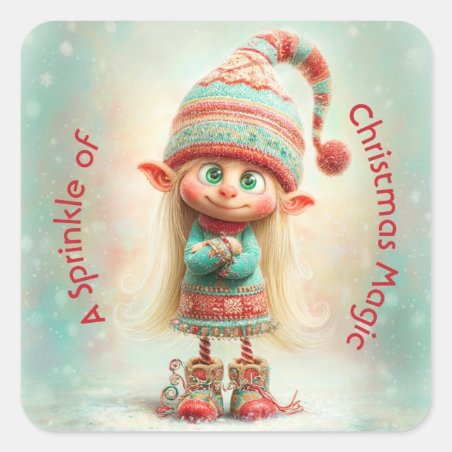 Sticker Carré North Pole Elf Celebration | Christmas Magic (Devant)