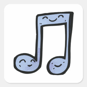 Sticker Carré Note de musique bleue