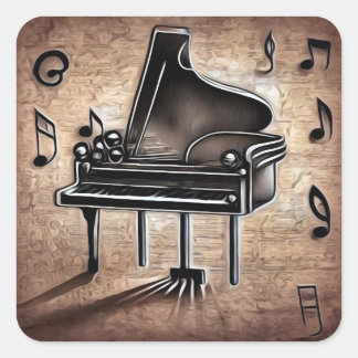 Sticker Carré Notes de piano et de musique