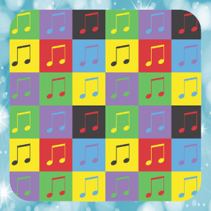 Sticker Carré Notes musicales 8e Motif d'art pop