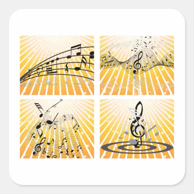 Sticker Carré Notes musicales multiples (Devant)