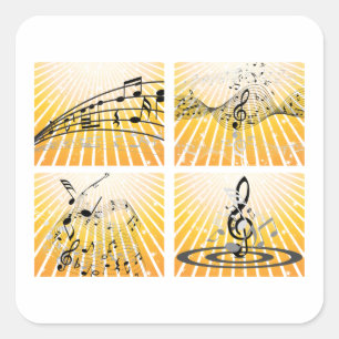 Sticker Carré Notes musicales multiples