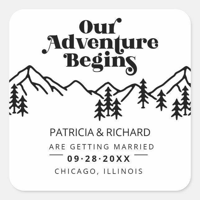 Sticker Carré Notre Aventure Commence Un Mariage Extérieur Écono (Devant)