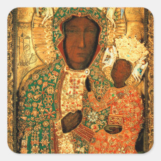 Sticker Carré Notre-Dame de Czestochowa Black Madonna Pologne do