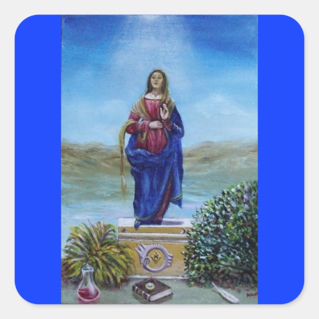 Sticker Carré NOTRE DAME DE LA LUMIÈRE Vierge de l'Immaculée Con (Devant)