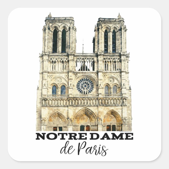 Sticker Carré Notre-Dame de Paris Souvenir France Cathédrale (Devant)