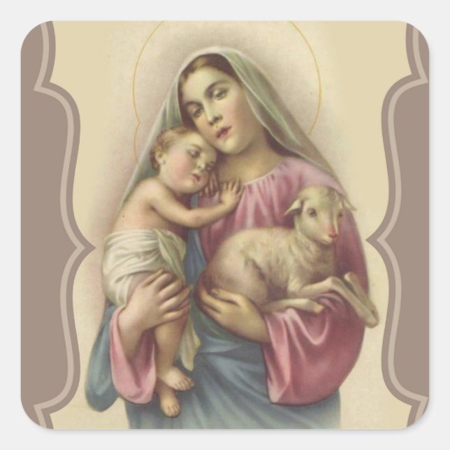 Sticker Carré Notre-Dame du Bon Berger Bébé Jésus (Devant)