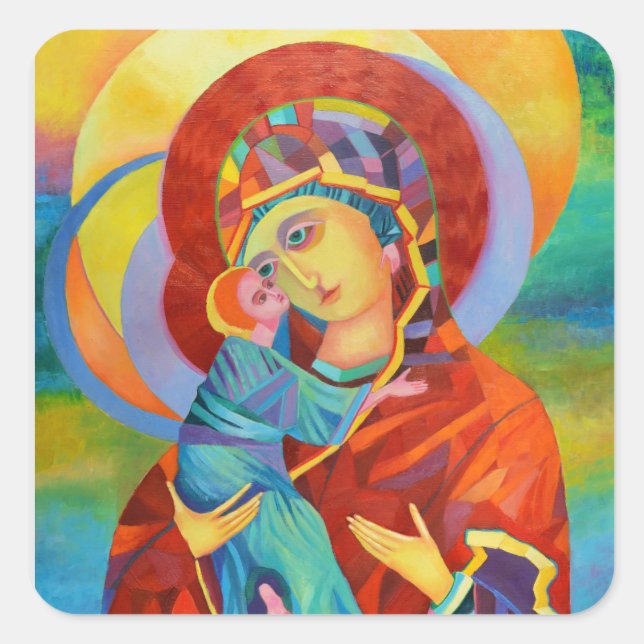 Sticker Carré Notre Dame Vierge Marie Vierge Vierge et Enfant (Devant)