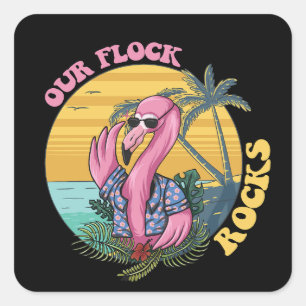 Sticker Carré Notre Flamant rose Flock Rocks Super Retro