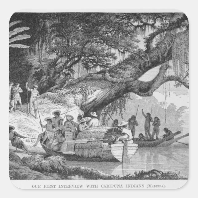 Sticker Carré Notre premier entretien avec les Indiens Caripuna (Devant)