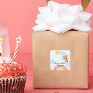 Sticker Carré Nounours d'angle de ours en peluche d'anniversaire
