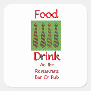 Sticker Carré Nourriture Boisson Au Restaurant Bar Ou Pub Blanc