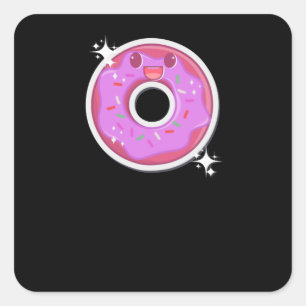 Sticker Carré Nourriture Donut Kawaii