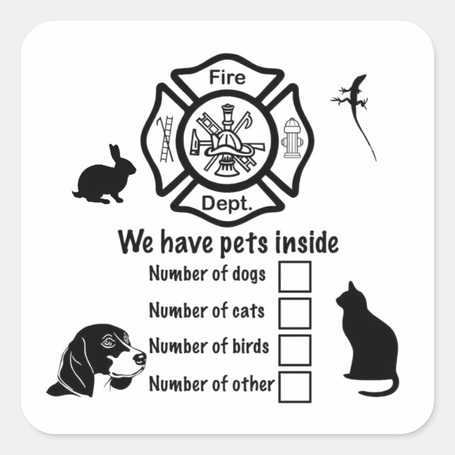 Sticker Carré Nous Avons Des Animaux De Compagnie À L'Intérieur  (Devant)
