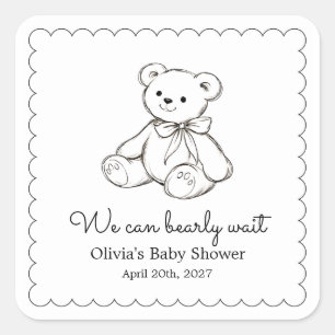 Sticker Carré "Nous pouvons à peine attendre" Baby Shower Genre