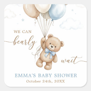Sticker Carré Nous pouvons à peine attendre la douche de bébé ga