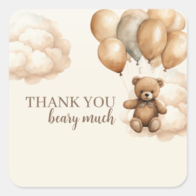 Sticker Carré Nous pouvons attendre le Baby shower (Devant)