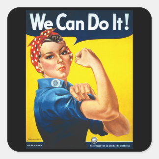 Sticker Carré Nous pouvons le faire rétro poster vintage