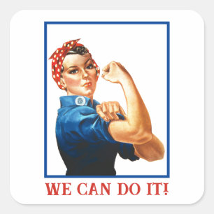 Sticker Carré Nous pouvons le faire Rosie la riveuse femmes pouv