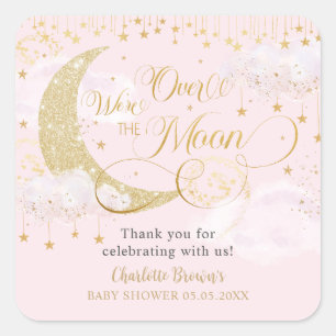 Sticker Carré Nous sommes au-dessus de la lune Stars Pastel Baby