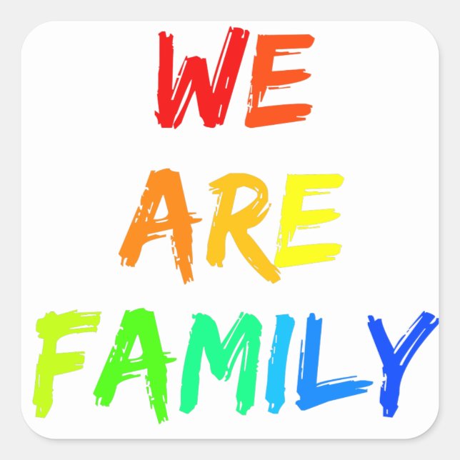 Sticker Carré Nous sommes la famille Rainbow Sunshine Adoption D (Devant)