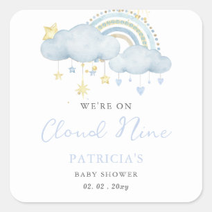 Sticker Carré Nous sommes sur Cloud Nine Boy Baby shower