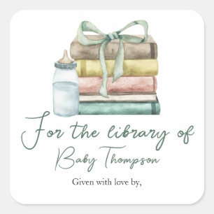 Sticker Carré nouveau chapitre baby shower - pour la bibliothèqu