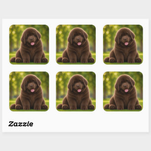 Sticker Carré Nouveau chien brun grassouillet