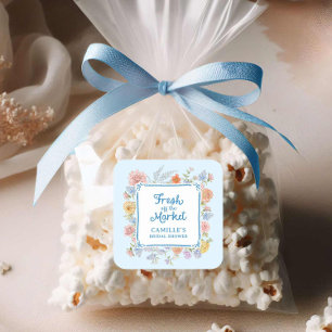 Sticker Carré Nouveau du Marché Bleu Baby Shower