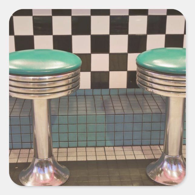 Sticker Carré Nouveau-Mexique, Albuquerque. Le 66 Diner (Devant)