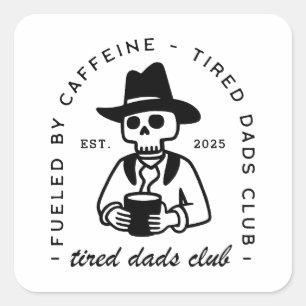 Sticker Carré Nouveau papa, date personnalisée drôle café fatigu