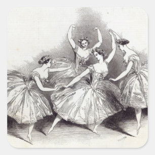 Sticker Carré Nouveau Pas de Quatre, par Mdlles