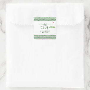 Sticker Carré Nouveau thème de baby shower "Green New to the Clu