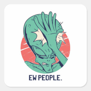 Sticker Carré Nouveaux gens amusants Aliens cadeau de l'espace