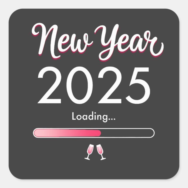 Sticker Carré Nouvel An Chargement 2025 Joyeux Noël du Nouvel An (Devant)