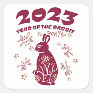 Sticker Carré Nouvel An chinois 2023 - Année du lapin