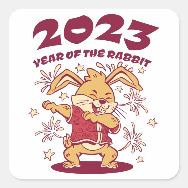 Sticker Carré Nouvel An chinois 2023 - Année du lapin (Devant)