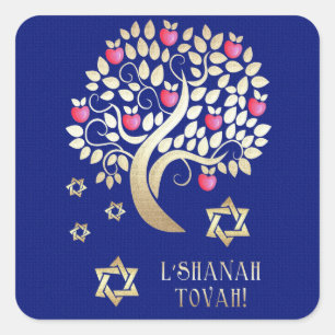 Sticker Carré Nouvel An juif Rosh Hashanah Cadeau