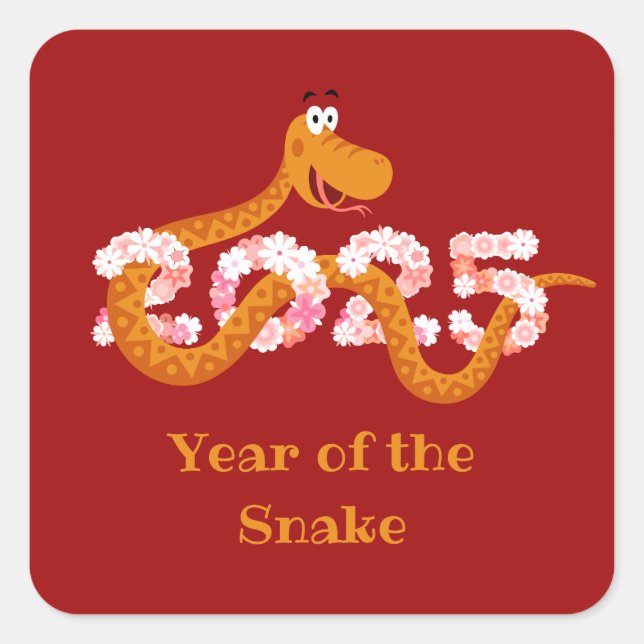 Sticker Carré Nouvel an lunaire chinois Zodiac Wood Snake 2025 (Devant)
