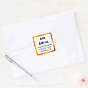 Sticker Carré Nouvelle adresse Annonce de déménagement blanc et