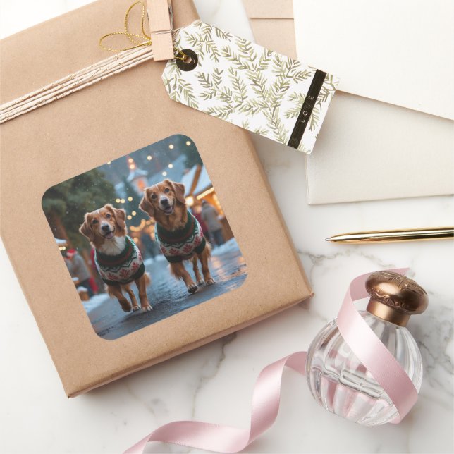 Sticker Carré Nouvelle-Écosse Toller Noël Neige Vacances (Cadeaux)