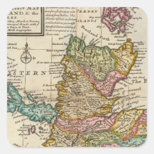 Sticker Carré Nouvelle et correcte carte de l'Ecosse et des île