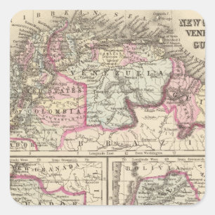 Sticker Carré Nouvelle-Grenade, Venezuela, Guiana