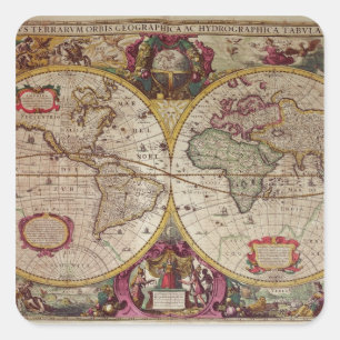 Sticker Carré Nouvelle une carte de terre et d'eau de la terre