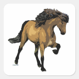 Sticker Carré Nouvelle Vogue Buckskin Cheval à allure
