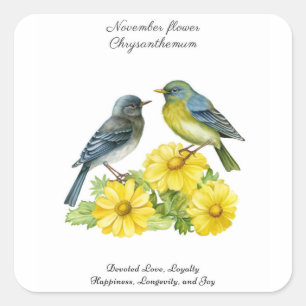 Sticker Carré Novembre Mois de naissance Fleur Chrysanthème Oise