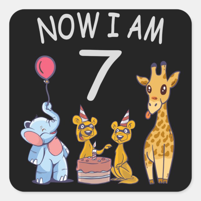 Sticker Carré Now I, 7 ans d'or 7th Birthday (Devant)
