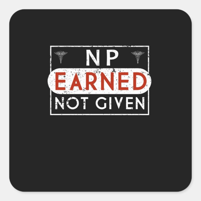 Sticker Carré NP LPN Infirmière Praticien Gagné Infirmière Cadea (Devant)