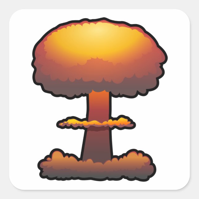 Sticker Carré Nuage de champignon orange d'explosion atomique/nu (Devant)