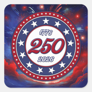 Sticker Carré Nuage de feux d'artifice graphiques pour le 250e a
